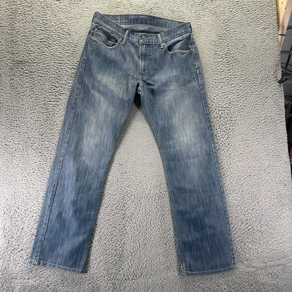 Levi's 514 Jeans Mens 34x32 Blue Cotton Denim Straight Leg Faded Travel Workwear